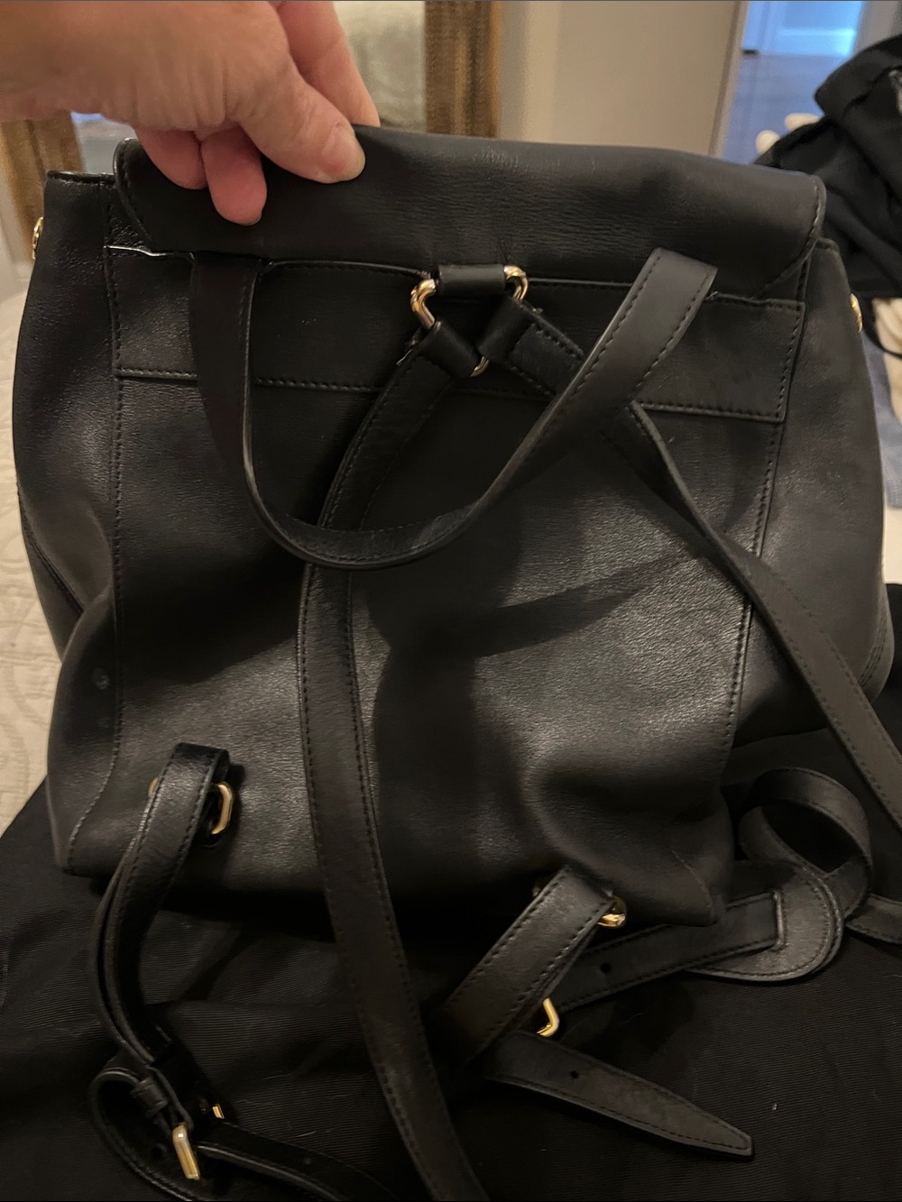 Maiyet Black Leather Backpack with Horn Accent - Picture 2 of 7